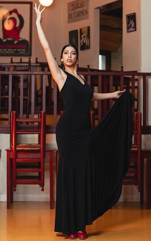 Vestido-Falda flamenco Farolillo de punto elástico anudado al cuello varios colores