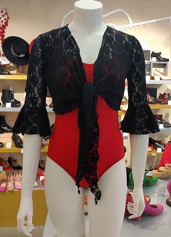 Cárdigan Flamenco Encaje Negro Mujer