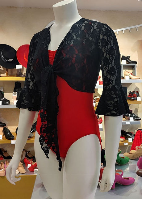 Cardigan flamenco en dentelle noire pour femme