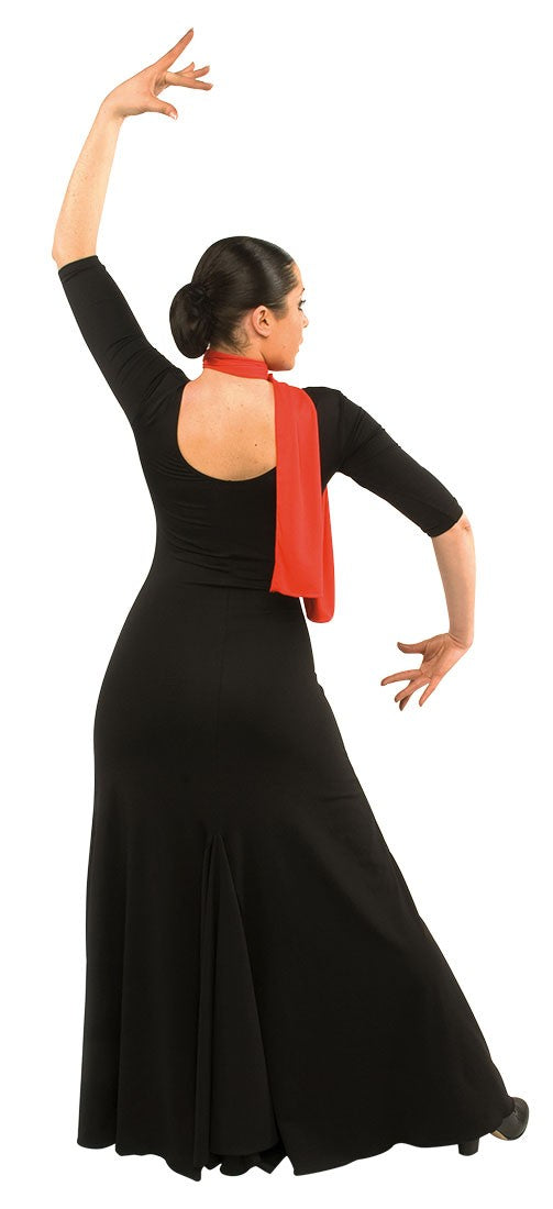 Robe de flamenco noire à manches 3/4