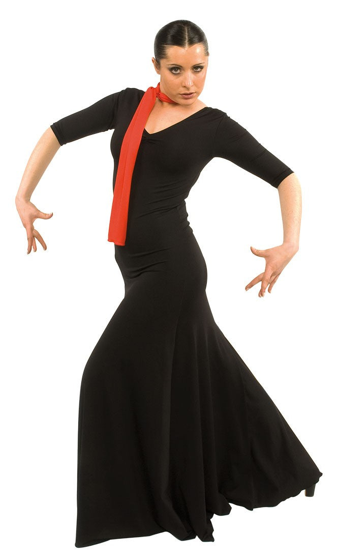 Robe de flamenco noire à manches 3/4