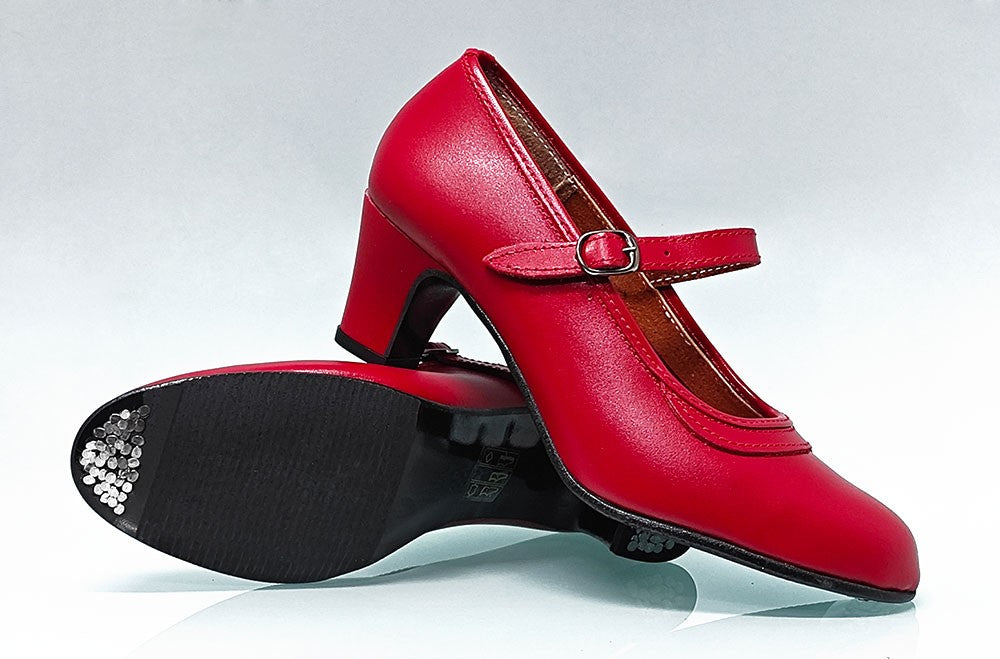 Chaussure semi-professionnelle en cuir rouge avec boucle (pour débutants)