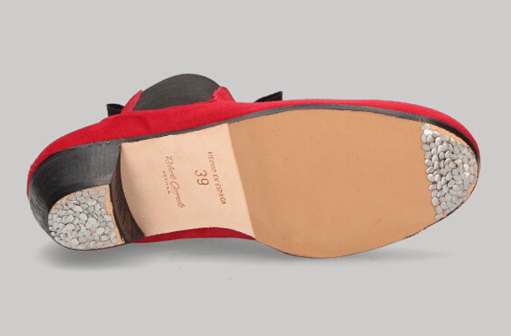 Botte de flamenco professionnelle en cuir suédé rouge