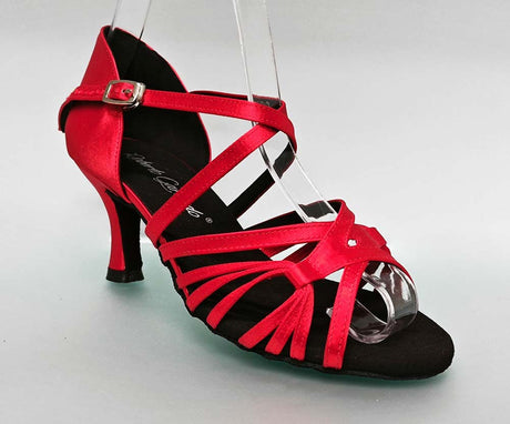 Chaussure de danse de salon en satin rouge