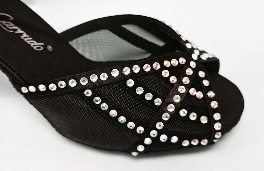Zapato para Baile de Salón de Satén con Pedrería de Cristal