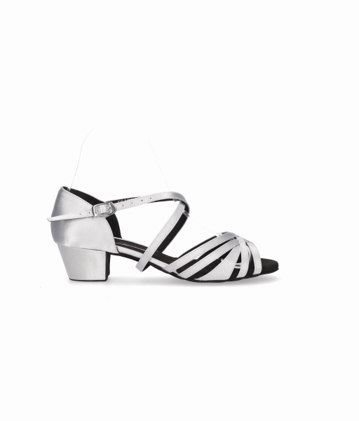chaussure de danse de salon en satin argenté