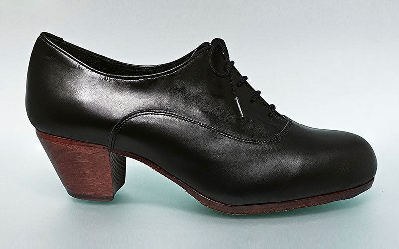 Chaussure de flamenco professionnelle, cuir noir et lacets