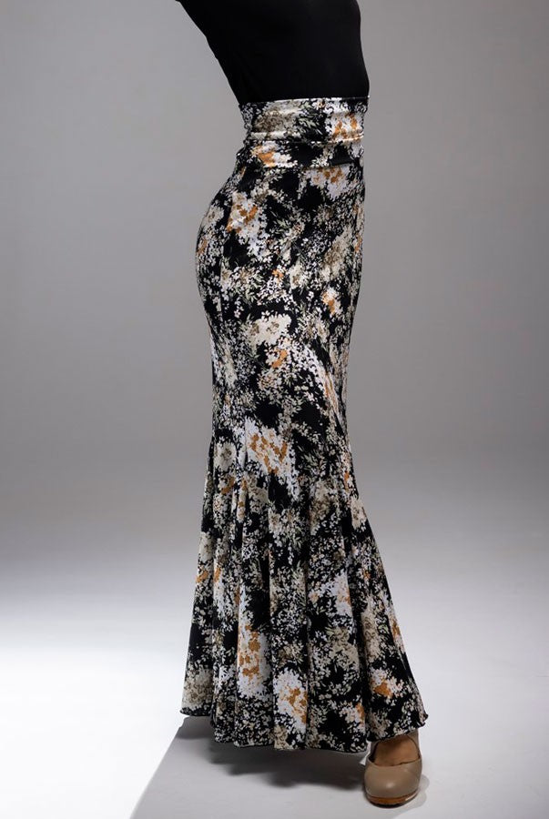 Falda Flamenco Ogalla con Estampado de Flores Blancas