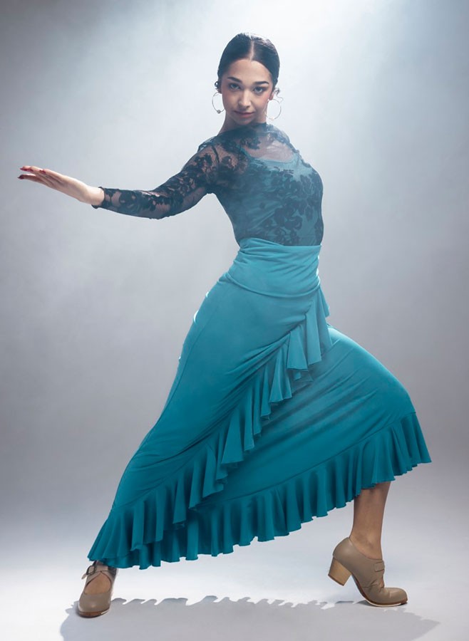 Jupe flamenco bleu pétrole Valoria