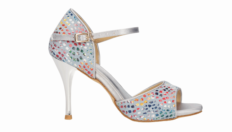 Multicolor fantasy shoe for ballroom and tango dancing