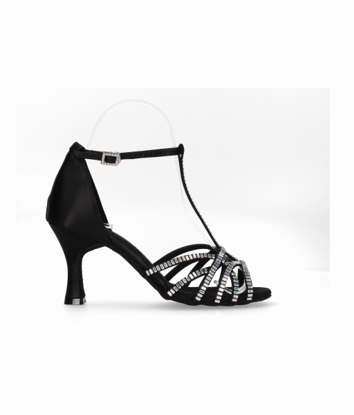 Chaussure de danse de salon noire ornée de strass en cristal