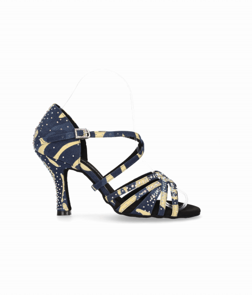 Chaussure de danse de salon en denim imprimé ornée de strass en cristal