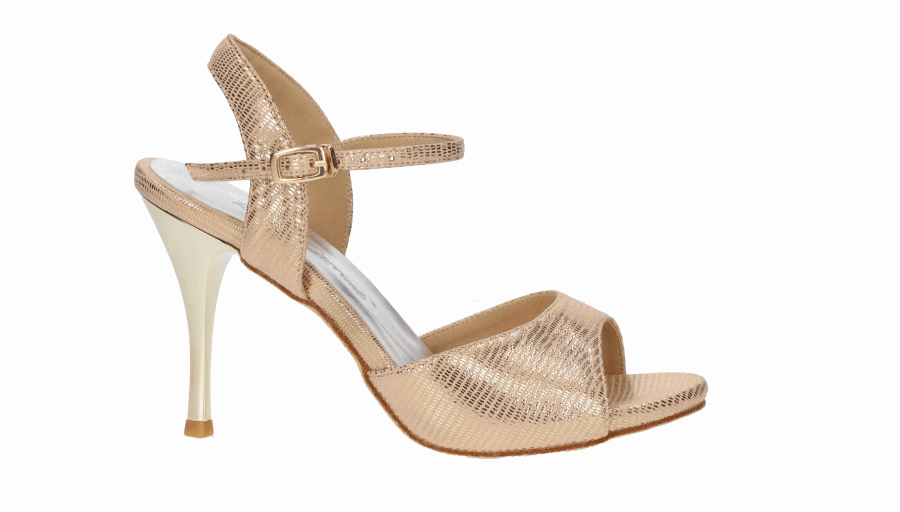 Chaussure de danse de salon et de tango en or métallisé fantaisie