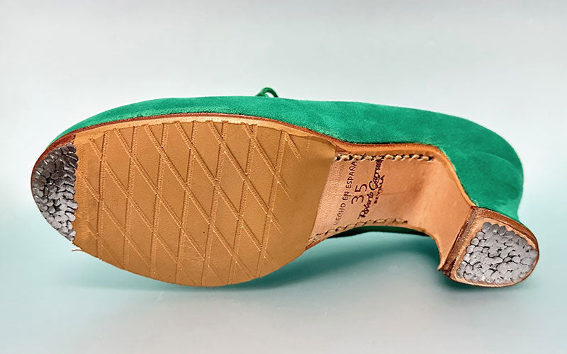 Zapato de baile flamenco profesional ante verde