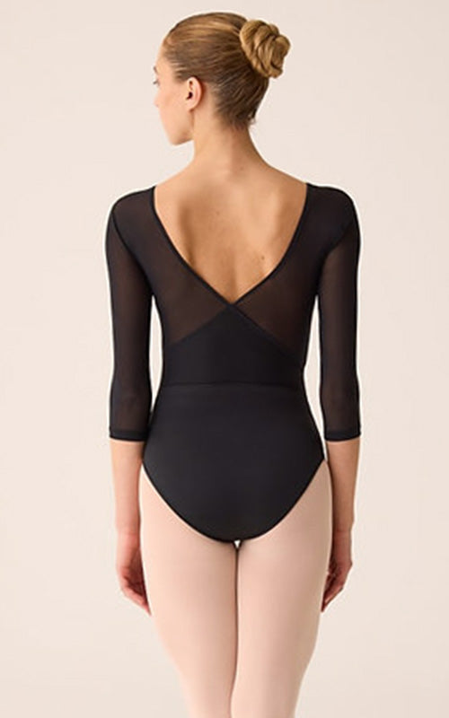 Body en microfibre noire à manches 3/4