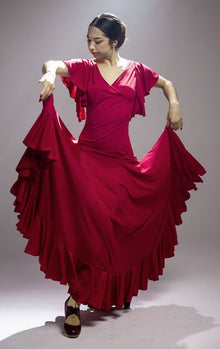 Robe de flamenco à vagues grenat