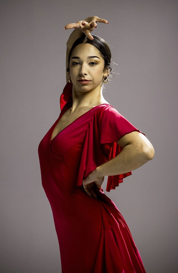 Robe de flamenco à vagues grenat