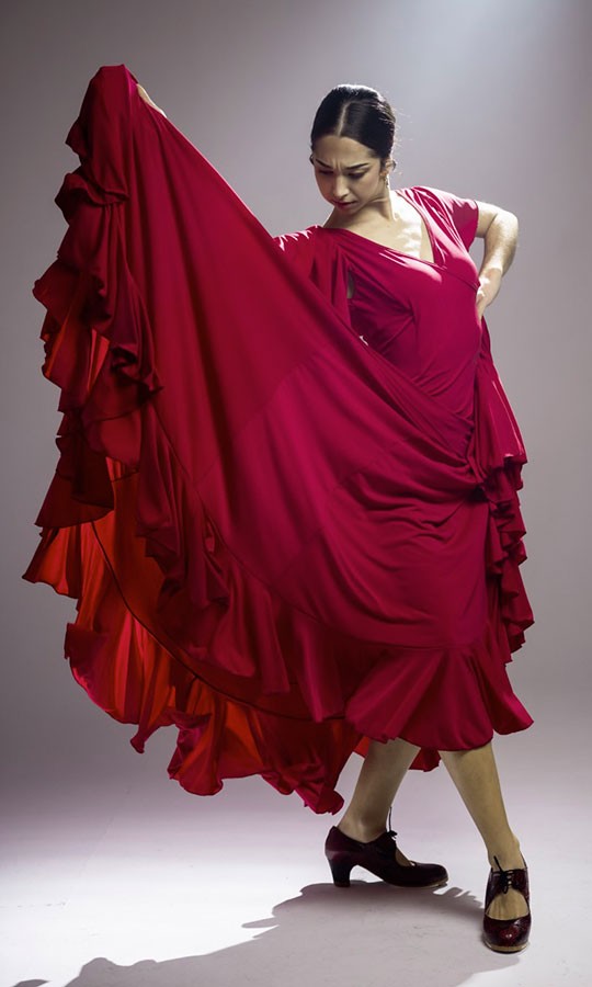 Robe de flamenco à vagues grenat