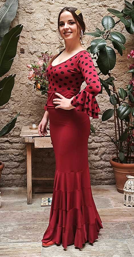 Jupe de flamenco mauve marron