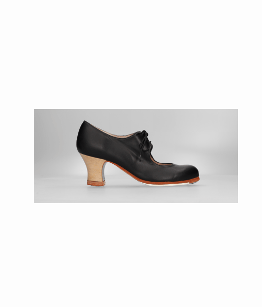 Zapato de Baile Flamenco Profesional Piel Negro con Cordones