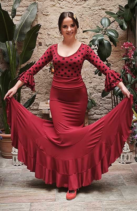 Jupe de flamenco mauve marron