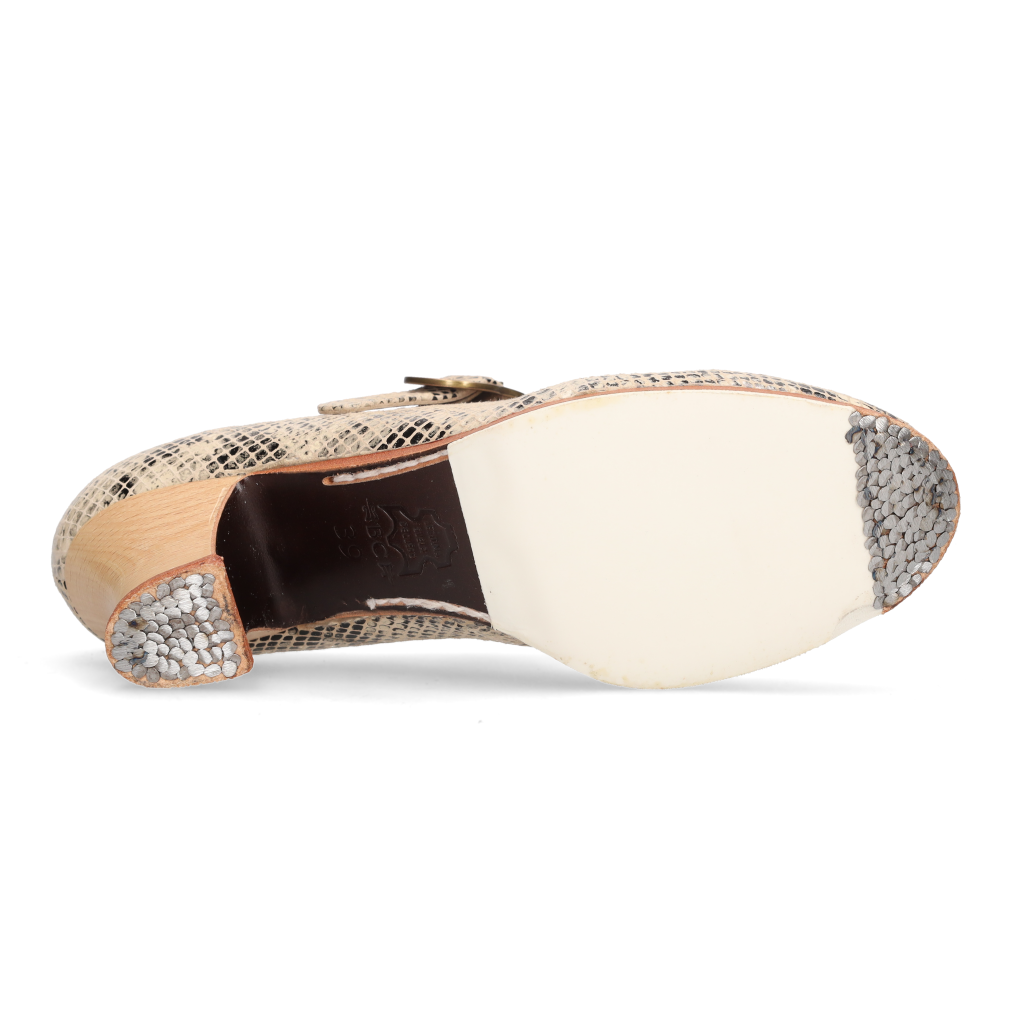 Zapato de baile flamenco profesional en piel fantasía serpiente beige