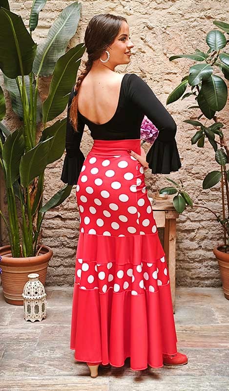Falda Flamenco Roja con Lunares Blancos