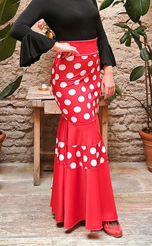 Falda Flamenco Roja con Lunares Blancos