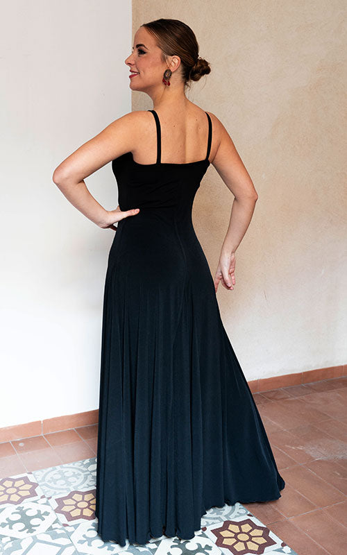 Long black strappy dress