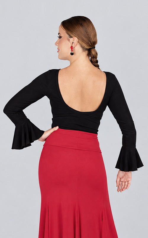 haut flamenco en maille stretch noire