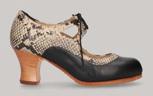 BLUCHER BLACK LEATHER/SERP. BEIGE