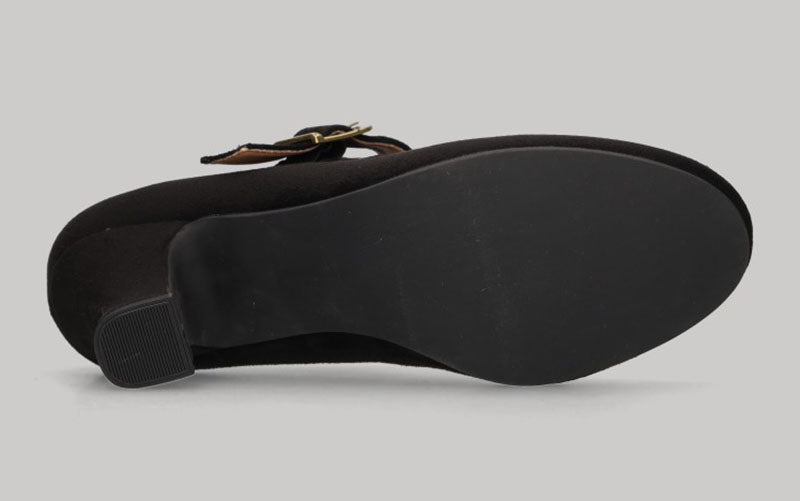 Chaussure de flamenco en daim noir avec boucle