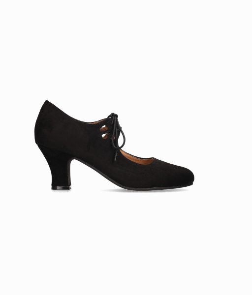 Black suede flamenco shoe with laces