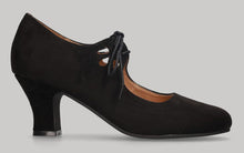 Black suede flamenco shoe with laces