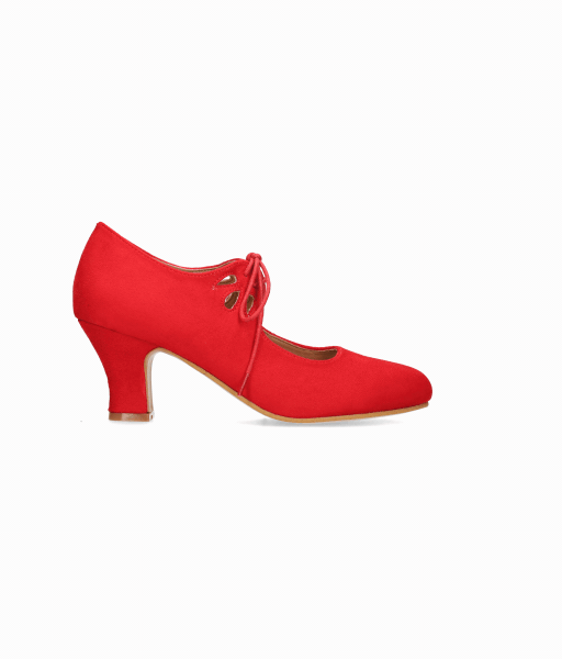 Red suede flamenco shoe with laces