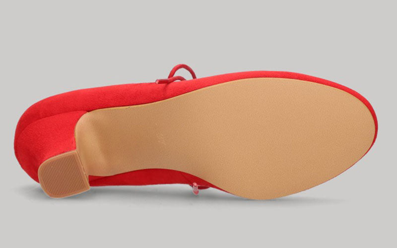 Red suede flamenco shoe with laces