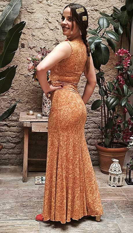 Jupe Victoria Flamenco à imprimé ocre