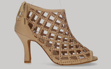 Zapato calado abotinado para baile de salón beige calado con cierre cremallera en el talón