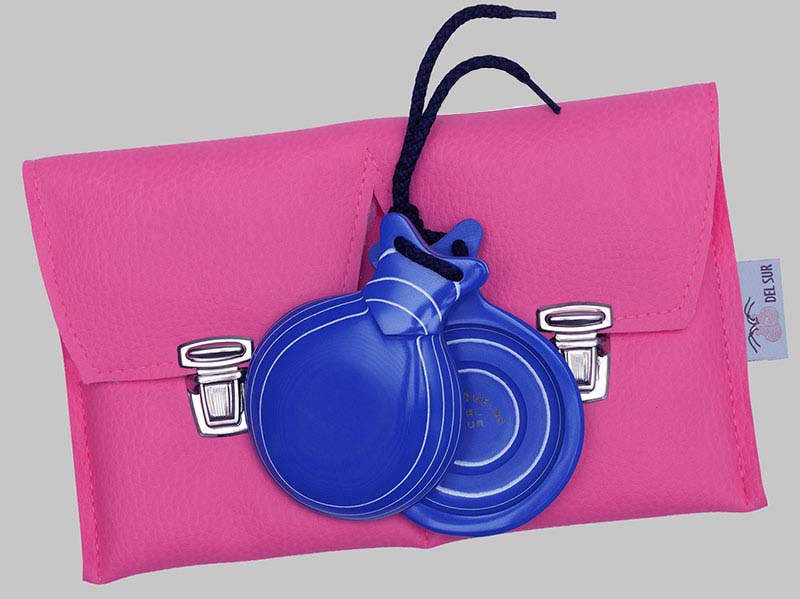 Castañuela capricho azul veteado blanco caja doble