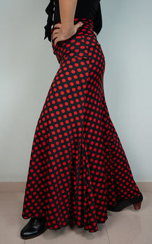 Black flamenco skirt with red polka dots and a lot of flair