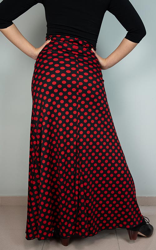 Falda flamenco negra con lunares rojos con mucho vuelo
