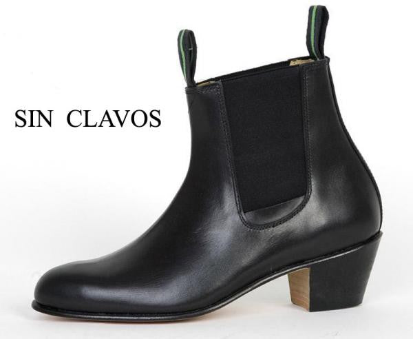 Botte à talon cubain en cuir noir 35/46