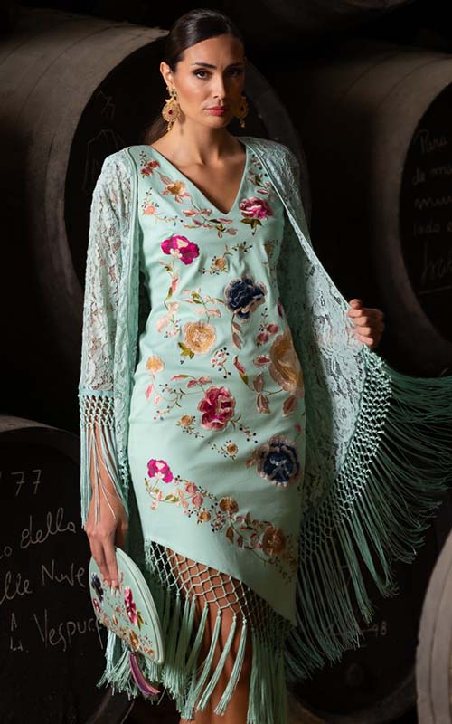 Chaqueta crujía de encaje verde agua