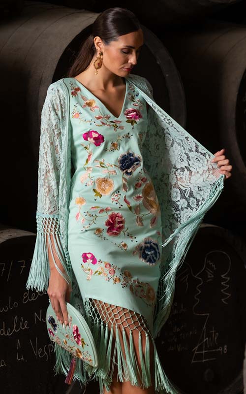 Chaqueta crujía de encaje verde agua