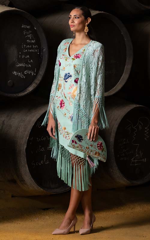 Chaqueta crujía de encaje verde agua