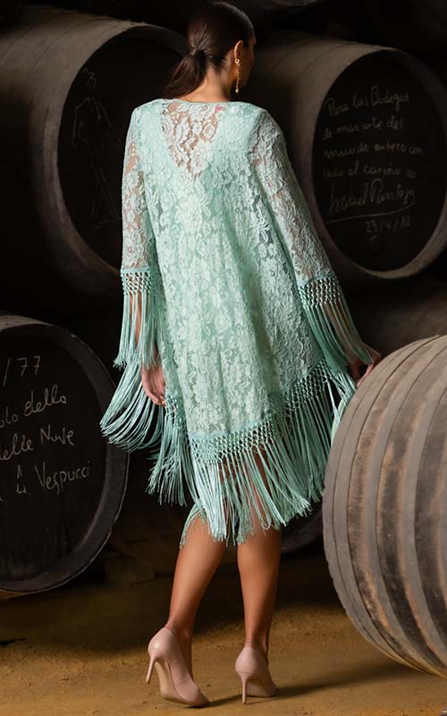 Chaqueta crujía de encaje verde agua