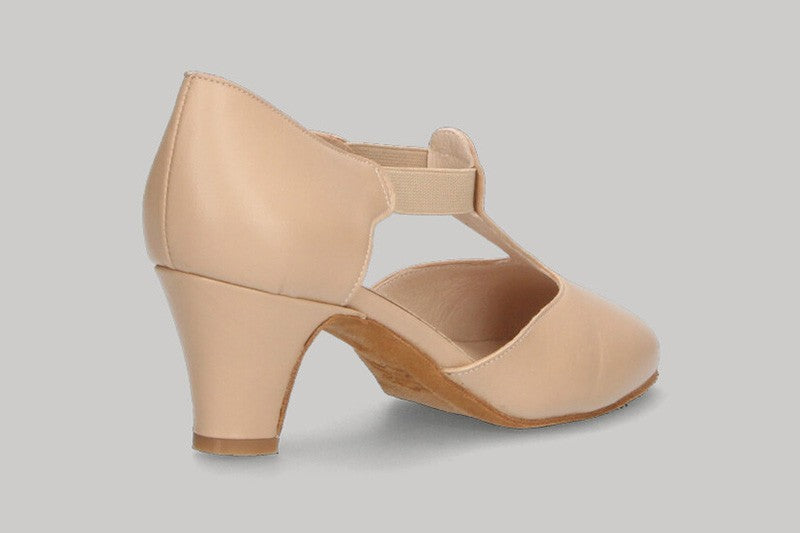 Beige Leather Ballroom Dance Shoe Chapín Type 5 cm.