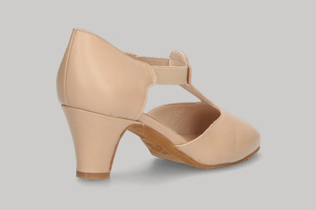 Chaussure de danse de salon en cuir beige type Chapín 5 cm.