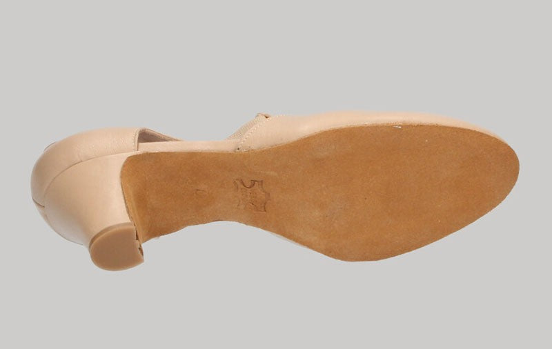 Beige Leather Ballroom Dance Shoe Chapín Type 5 cm.