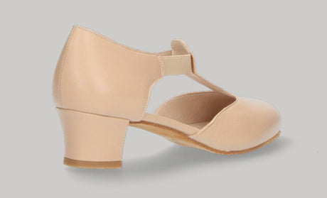 Chaussure de danse de salon en cuir beige type Chapín 3 cm.